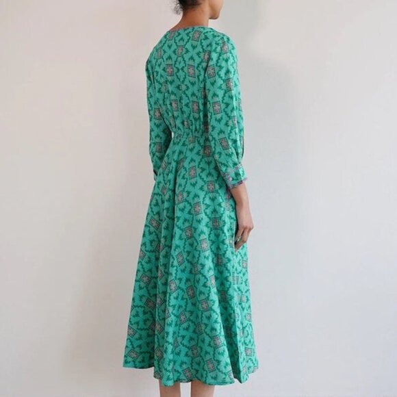 Tuckernuck Nimo With Love Azurite Dress Crane Blue Dotty Embroidered Birds Small - Picture 13 of 13